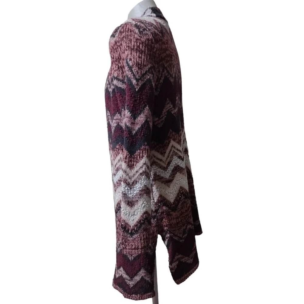 Hannah Cardigan Women's XL Open Front Long‎ Duster Colorful Sweater Side Slits